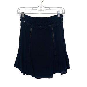 For Love &‎ Lemons Fit & Flare Skirt Black Crochet Lace Trim Mini Crochet XS